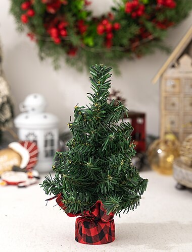  Μίνι χριστουγεννιάτικο δέντρο 20εκ./30εκ., μικρό επιτραπέζιο χριστουγεννιάτικο δέντρο με βάση από λινάτσα για διακόσμηση σπιτιού, γραφείου, βιτρίνας και εορταστικών χριστουγεννιάτικων δέντρων