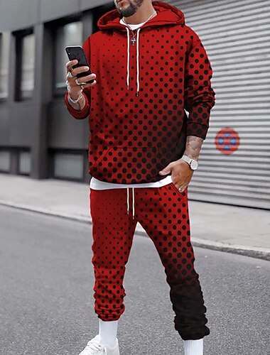  Homme Cercle Géométrique 2 pièces Ensembles de sweat-shirts 3D Survêtement Sweat à Capuche manche longue Pantalon long À capuche Streetwear Décontracté Quotidien Athleisure Tenue quotidienne