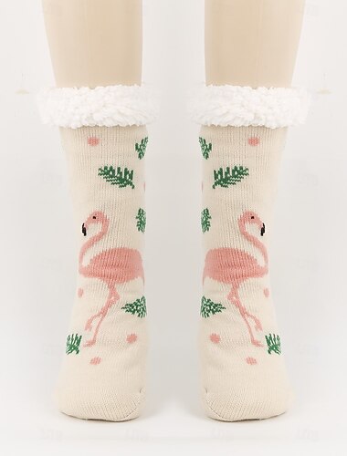  Calcetines invisibles para mujer, de forro polar coral de color liso, gruesos, de invierno, cálidos para el hogar con suela antideslizante de silicona.