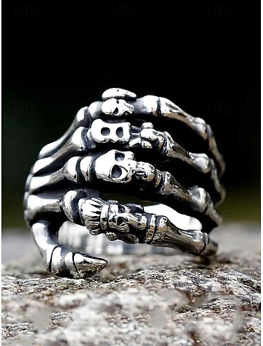  Bague squelette gothique pour homme – Design unique en alliage avec détails de crâne, parfait pour Halloween, les fêtes costumées et les amateurs de mode gothique