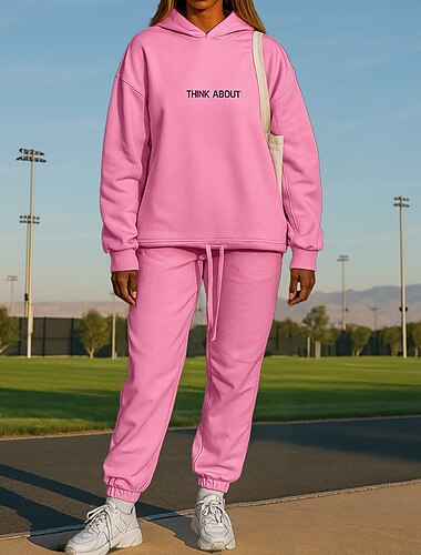  Per donna Tuta da Ginnastica Pantaloni da Tuta Athleisure Autunno Manica Lunga Vita Alta Giacca a Vento All'aperto Viaggio Sportivo abbigliamento sportivo Abbigliamento sportivo Tinta unita Nero Rosa