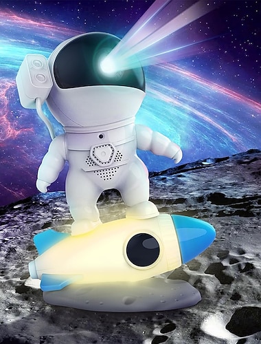  rakettitähtiprojektori galaksi yövalot astronauttiprojektori 360 astetta pyörivällä magneettipäällä 12 filmilevyä koti planetaario huoneen sisustus aurinkokunta sumu planeetta lahja lapsille