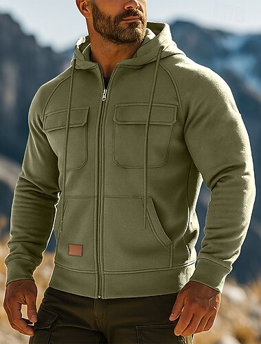  Pánské Kapuce Mikina se zipem na čtvrtletí Fleecová mikina Taktická mikina s kapucí Černá Armádní zelená Bordó Námořnická modř Vodní modrá Kapuce Bez vzoru Zip Sporty a outdoor Ležérní Denní Šik ven