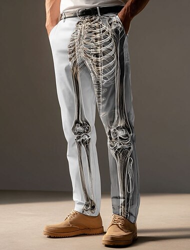  Halloween Hombre Cráneos Calavera Traje de Halloween pantalones de traje Pantalones Pantalones de traje Media cintura Gótico punk oscuro Exterior Festivos Pantalones ajustados con bolsillos Primavera
