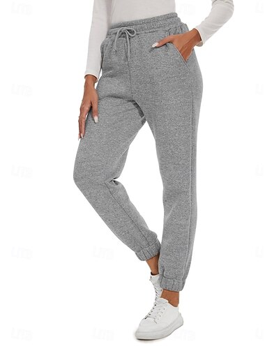  Dam Joggingbyxor Kinesiska Mode Streetwear Ledigt Fullängd Hög midja Slät Ficka Elastiskt midjeband Bekväm Mjuk Elastisk Utomhus Semester Casual Svart Grå Sommar Vår Normal