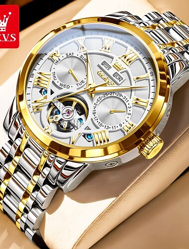  OLEVS Masculino Relógio mecânico Criativo Esportivo Moda Relógio Casual Automático - da corda automáticamente Luminoso Calendário perpétuo Calendário Aço Assista