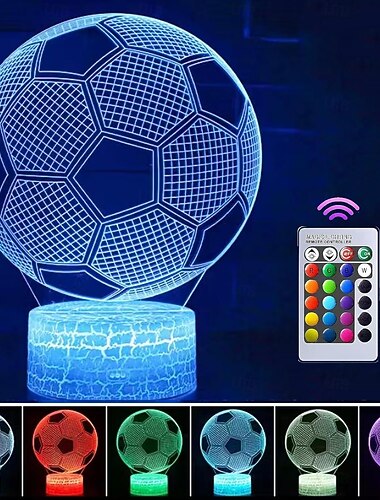 euro cup illusione 3d luce notturna da calcio 16 led con telecomando che cambia colore touch lampade da tavolo da tavolo per bambini decorazioni compleanno regali di natale fan di temi sportivi