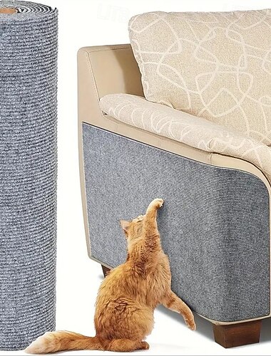  トリミング可能な猫用家具プロテクター、粘着式スクラッチパッド付き、ソファ、ドア、キャットツリーを爪から保護、グレー、78.7 x 15.8 cm