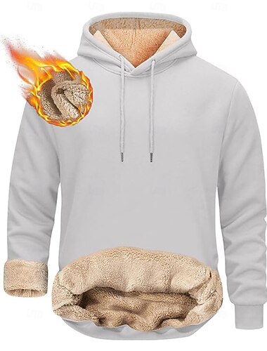  Per uomo Felpa con cappuccio in pile Felpa con cappuccio in pile Sherpa Aalbicocca Nero Giallo Vino Blu marino Con Cappuccio Semplice Coulisse Casuale Quotidiano Uscire Poliestere Streetwear Casual