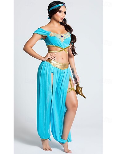  Aladin a kouzelná lampa Princeznovské Jasmín Téma Party Kostým Taneční kostýmy cosplay Filmové kostýmy for Dámské Dospělí předvečer Všech svatých Karneval Výkon Párty Plesová maškaráda