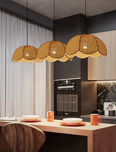  Suspension vintage style coquille Saint-Jacques abat-jour dôme en rotin suspension éclairage simplicité lustre simple suspension luminaire décoration intérieure