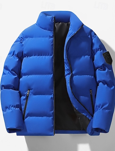  Per uomo Cappotto Invernale Giacca imbottita Giacca Imbottita Tasca Cotone Vacanza Abbigliamento quotidiano Data Regolare Moda Casual Confortevole Calore Termico Inverno Colore Solido / Tinta Unita