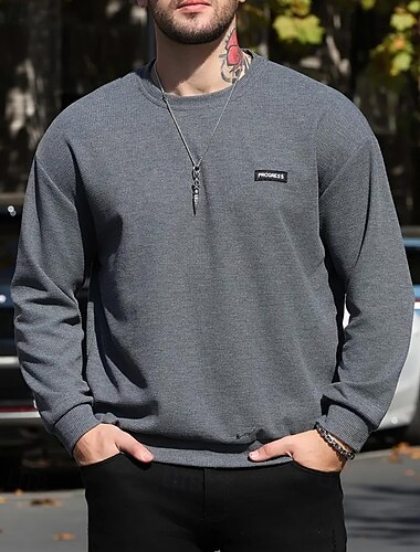  Per uomo Maglia Nero Grigio chiaro Grigio scuro Beige Caffè Girocollo Semplice Patchwork Sport & Outdoor Quotidiano Ferie Poliestere Streetwear Essenziale Casual Primavera Autunno Abbigliamento Felpe