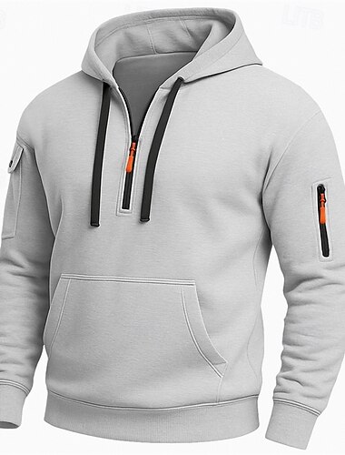  Hombre Sudadera Sudadera con capucha y cremallera de un cuarto Sudadera con capucha de lana Sudadera táctica con capucha Negro Azul Marino Color Camello Gris Claro Gris Oscuro Con Capucha Plano