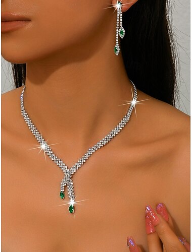  set di collana e orecchini da donna in argento con accenti di pietre preziose rosse - eleganti gioielli da festa