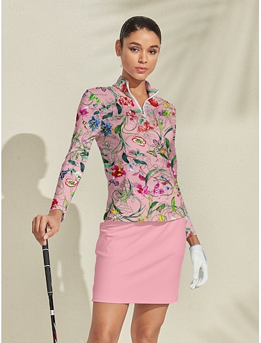  Dames Wandelen poloshirt Roze Lange mouw Kleding Bovenlichaam Dames golfkleding kleding outfits draag kleding