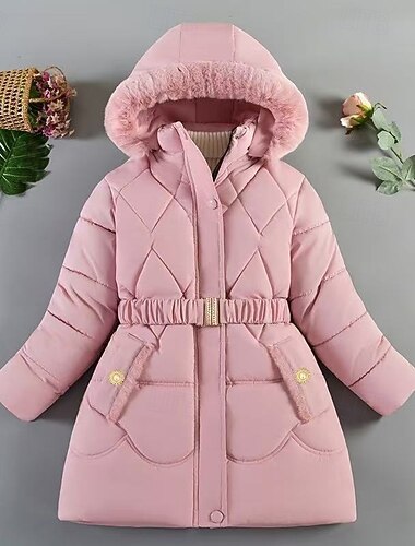  Bambini Ragazze Giacca Imbottita Tinta unica Moda Tasca Scuola Cappotto Capispalla Dai 4 anni in su Autunno Nero Rosa Rosso