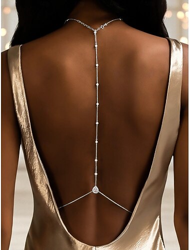  dames achtergrond body chain delicate parel en kristal accenten, elegante sieraden voor formele jurken, avondfeesten, bruiloften en speciale gelegenheden