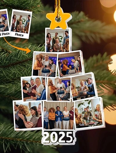  Adornos de foto de árbol de Navidad personalizada para compañeros de trabajo acrílico 2D marco de imagen personalizado decoración de árbol de Navidad colgante de regalo para familia y amigos