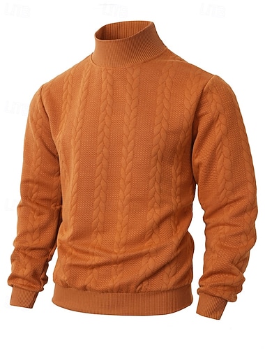  Herren Sweatshirt Schwarz Weiß Orange Khaki Hellgrau Rollkragen Einfach Jacquard Sport & Outdoor Täglich Ferien Polyester Streetwear Basic Lässig Frühling Herbst Bekleidung Kapuzenpullover Sweatshirts