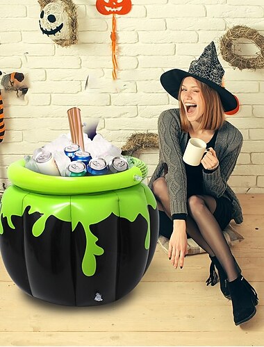  Halloween uppblåsbar häxa ishink uppblåsbar dryckeshink fest semester skräckdekoration gränsöverskridande förvaringshink dryckeshink