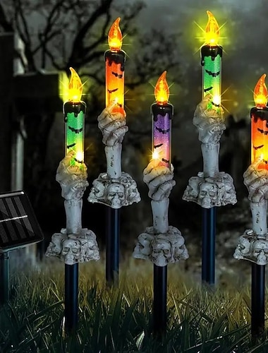  5 ks halloween párty dekorace venkovní kostra ruční svíčka trávník světlo solární halloween zahradní pouliční osvětlení vodotěsné duch festivalová atmosféra dekorace