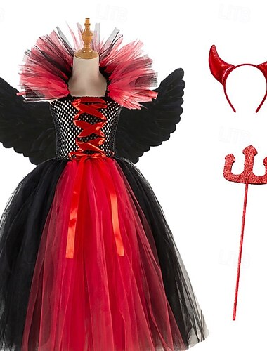  Vestido de cosplay para niñas, vestido de fiesta de cosplay, color liso, manga larga, para actuaciones, fiesta de Halloween, malla gótica, vestido de fiesta maxi, vestido de tul, vestido de verano.