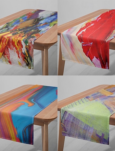  1ks digitálně potištěný běhoun na stůl, obdélníková stolní vlajka pro jídelní stůl, banket a venkovní dekoraci