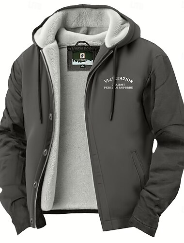  Per uomo Giacca in Pile Giacca con Cappuccio Formale Casa Fodera in Pile Portatile Tasca Con cappuccio Primavera Autunno Inverno Tinta unica Attivo Vintage Con Cappuccio Regolare Marrone Grigio
