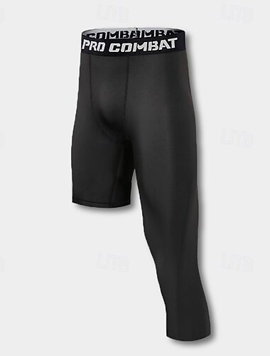  Herr 3/4 Leggings Sporttights Kompressionsbyxor med ett ben Baslager Hög midja Underdelar Fritids- Gym Träningspass Höst Snabb tork Andningsfunktion Basket Löpning Yoga Normal Sportkläder Sportkläder