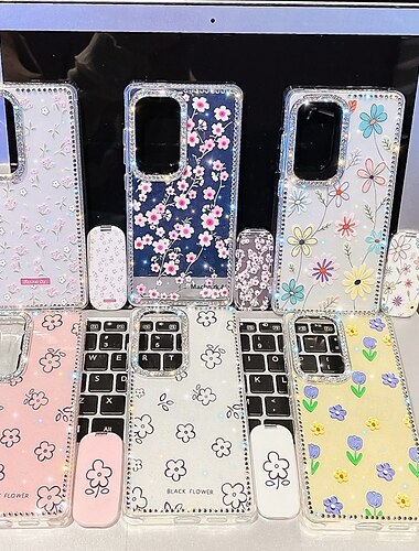  puhelin Etui Käyttötarkoitus Samsung Galaxy S25 S24 Ultra Plus S24 FE S23 A16 A55 5G A35 5G A15 Takakuori Peili Tukijalka Iskunkestävä Kukka Silikoni