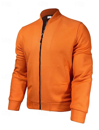  Voor heren Wafel jasje Winterjack Fleecejack Vrijetijdsjas Vakantie Dagelijks Thermisch Warm Zak Fleece Herfst Winter Effen Modieus Streetwear Opstaand Normaal Kameel Zwart Wit Oranje Lichtgrijs Jacks