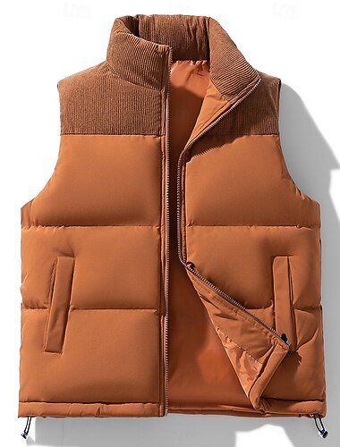  Per uomo Gilet imbottito Gilet in velluto a coste Gilet trapuntato Vacanza Casuale Abbigliamento quotidiano Uscire Moda Essenziale Primavera & Autunno Cerniera Imbottito 100% Poliestere Velluto a