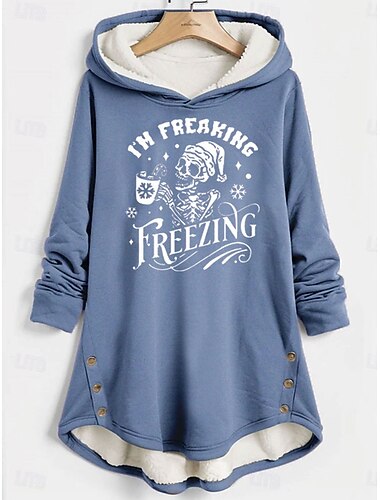  Női Pulóver Hoodie pulóver Grafika Szöveg Meleg Alkalmi Elmosódott Hosszú ujj Kapucni Hosszú felsők Hétköznapi Sport Nyomtatott Arcpír rózsaszín Medence Szürke Ősz Tél
