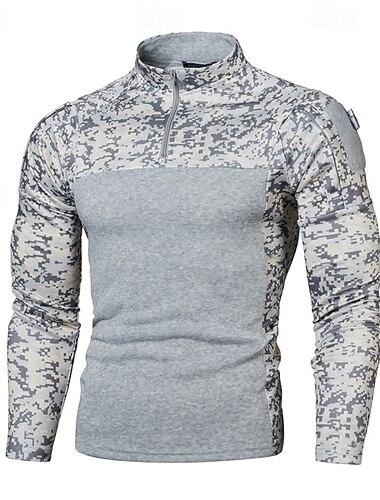 Pánské Mikina Čtvrtletní mikina na zip Taktická mikina s kapucí Mikina s kapucí Černá Armádní zelená Světle šedá Kapuce Kamuflážní barva Slátanina Zip Sporty a outdoor Ležérní Denní Šik ven Chladn