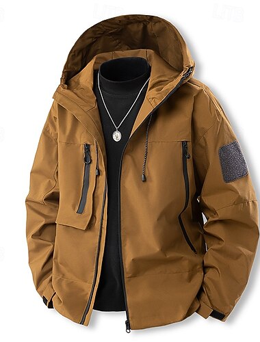  Ανδρικά Αθλητικό Παλτό Jachetă de Drumeție Μπουφάν Windcheater Υπαίθρια Αθλήματα Causal Αδιάβροχη Opritor de Vânt Φερμουάρ Τσέπη Άνοιξη & Χειμώνας Συμπαγές Χρώμα Ενεργό Με Κουκούλα Κανονικό
