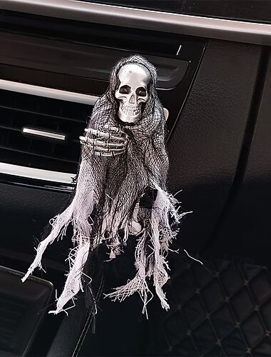  Auton kojelaudan koriste, luurankomainen, auton ilmanraikastin, kallonmuotoinen muotoilu, halloween ja lahjat, aromaterapiatunnelma, on täydellinen lahja halloweeniksi
