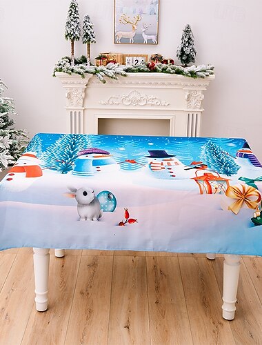  χριστουγεννιάτικο τραπεζομάντιλο κινουμένων σχεδίων εκτύπωση εορταστική εορταστική τραπεζαρία κάλυμμα εποχιακή διακόσμηση σπιτιού με μοτίβο τραπεζομάντιλο τέλειο καθημερινά γιορτή ατμόσφαιρα προφορά