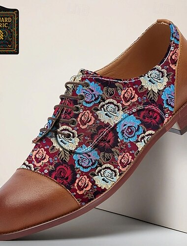  Chaussures Oxford à lacets en jacquard floral pour homme – des chaussures décontractées tendance pour les hommes avant-gardistes