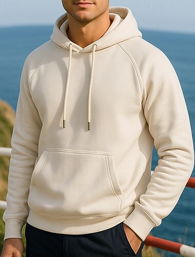  Per uomo Felpa casual Felpa con cappuccio con tasche Manica Lunga Top Athleisure Autunno Di tendenza All'aperto Viaggio Corsa abbigliamento sportivo Abbigliamento sportivo Tinta unita Nero Giallo