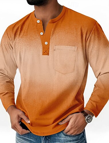  Ανδρικά Βαθμίδα Πεπαλαιωμένο Πουκάμισο Henley Μπλουζάκι Μπλουζάκι Μακρυμάνικο Ρετρό / Βίντατζ Καθημερινό Causal Άνοιξη Φθινόπωρο Όλες οι εποχές Γκρίζο Μπλε Βυσσινί Πορτοκαλί Χένλι Μπλουζάκι Henley