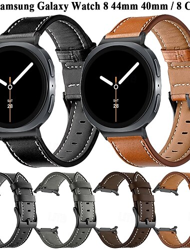  Uhrenarmband für Samsung Galaxy Uhr 8 40/44mm Watch 8 Classic 46 mm PU - Leder Ersatz Gurt Verstellbar Schnalle aus Edelstahl Lederverbindung Armband