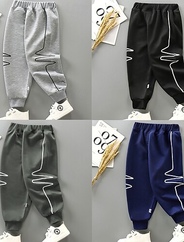  Joggings Pantalon Enfants Garçon Couleur unie Pantalon Ecole Coton Sportif du quotidien Noir bleu marine Gris foncé