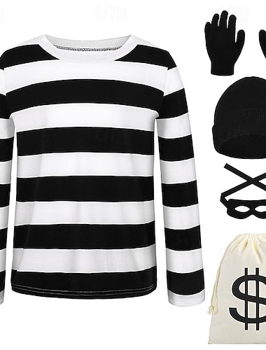  Costume Voleur Déguisement drôle Adulte Homme Femmes Unisexe Halloween Carnaval Soirée Performance Se déguiser