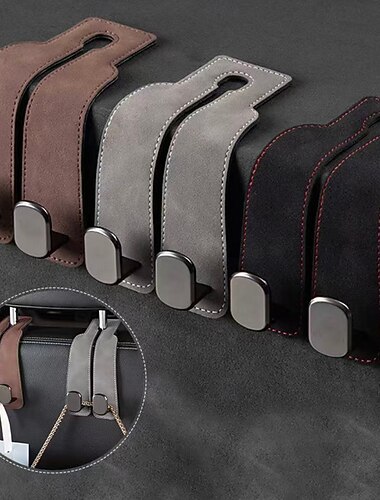  2 Stück Autositzlehnen-Doppelhaken – Wildleder &Rücksitz-Organizer aus Metall, Auto-Aufbewahrungsbügel, Innenausstattung