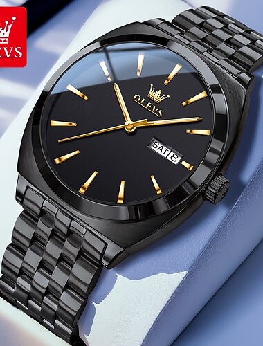  Olevs 6730 relógio mecânico masculino original novo, simples, luxuoso, duplo calendário, à prova d'água, luminoso, relógio automático empresarial