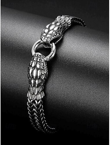  Halloween slangenkop armband voor heren – roestvrijstalen gothic punk ketting armband sieraden voor feesten, cosplay en het nachtleven