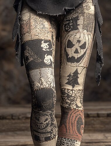  Dame Leggings Ferie Årgang Mote Ankel-lengde Høy MidjePantsHalloween Grafisk Hodeskaller Printer Myk Pustende Elastisk Formell utendørs Feriereise Lysebrun Oransje Grønn Kakifarget Vår Høst Vinter