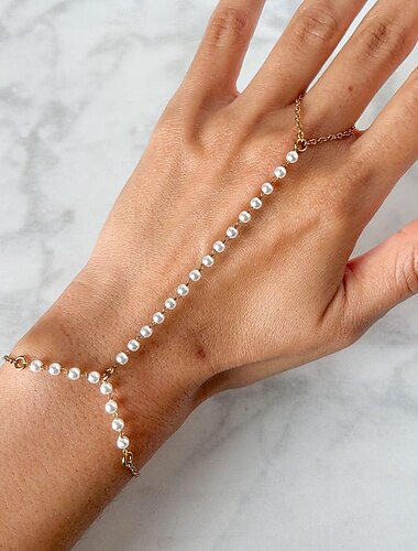  Damen Ringarmband / Sklavenarmband Perlen Kostbar Vintage Mode Stilvoll Perle Armband Schmuck Weiß Für Geschenk Täglich Verlobung Abschlussball