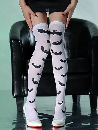  Totenkopf Blut Halloween Socken Oberschenkelhohe Strümpfe Horror Gruseliges Kostüm Erwachsene Damen Halloween Karneval Leistung Party Einfache Halloween-Kostüme Verkleiden